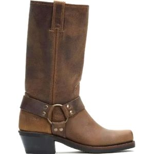 Women’s Frye Harness Leather Boots Black Moto Square Toe Size 6